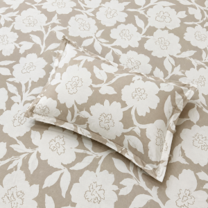 Pluto King Beige Floral Silhouette JUMBO KING BEDSHEET SET with 2 Pillow Covers