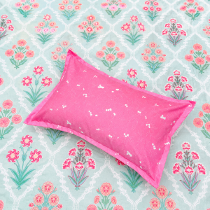 Pluto King Aqua Pink Floral Charm JUMBO KING BEDSHEET SET with 2 Pillow Covers