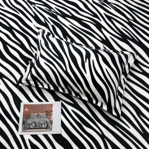 Pluto King Black & White Zebra Stripes JUMBO KING BEDSHEET SET with 2 Pillow Covers