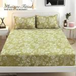 Pleasure King Fitted Bedsheet - 78*72*10 inches- Green Floral Design