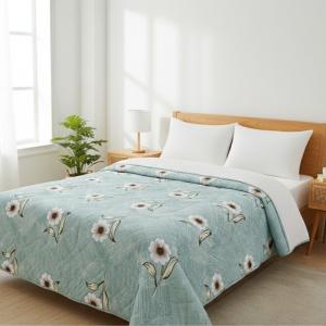 CLOUDY COZY Ultrasonic Double Bed AC Comforter - Blue Floral