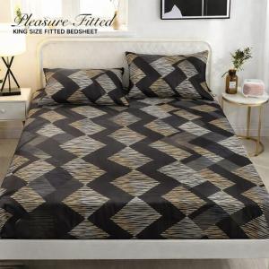 Pleasure King Fitted Bedsheet - 78*72*10 inches- Black & Grey Design