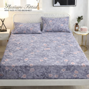 Pleasure King Fitted Bedsheet - 78*72*10 inches- Purple Design
