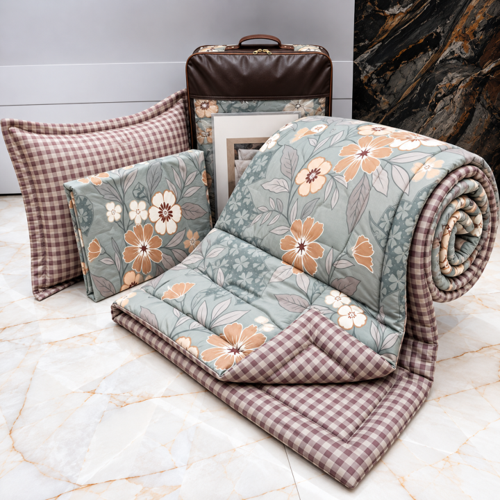 Cinderella Charcoal Grey Floral Line Design King Size 108×108 Comforter Set
