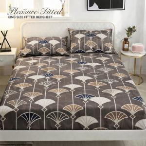 Pleasure King Fitted Bedsheet - 78*72*10 inches- Brown Design