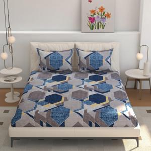 Zircon King Elastic Fitted Bedsheet Blue Hexa