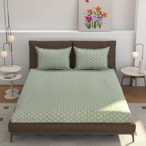 Zircon King Elastic Fitted BedsheetSage Grid 💚