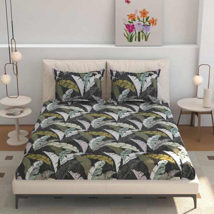 Zircon King Elastic Fitted Bedsheet Midnight Tropic