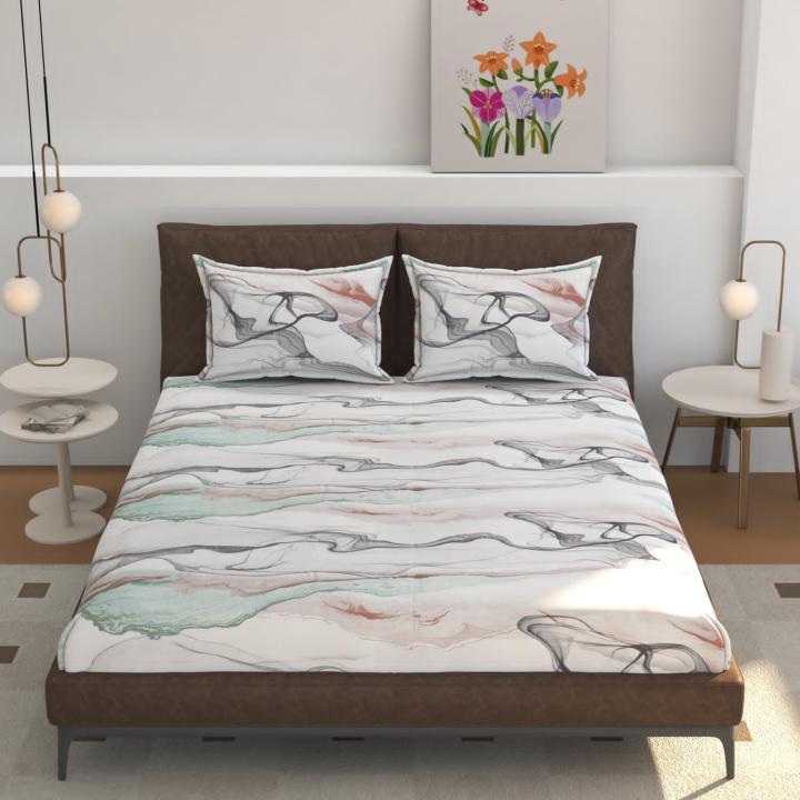 Zircon King Elastic Fitted Bedsheet Marble Veil