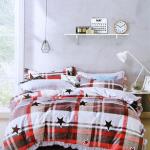 HUM TUM Classic Star Check Glace Cotton Double Bedsheet Set with 2 Pillow Covers