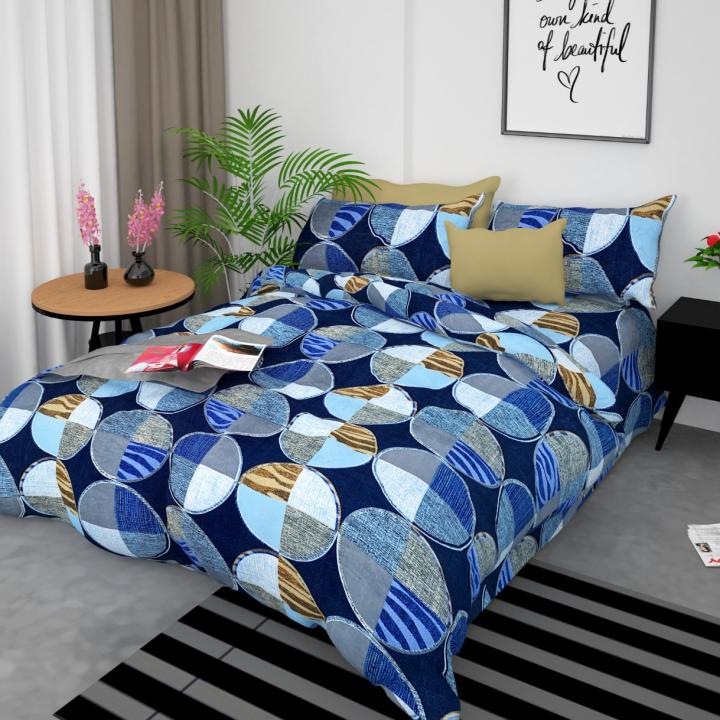 HUM TUM Royal Diamond Glace Cotton Double Bedsheet Set with 2 Pillow Covers