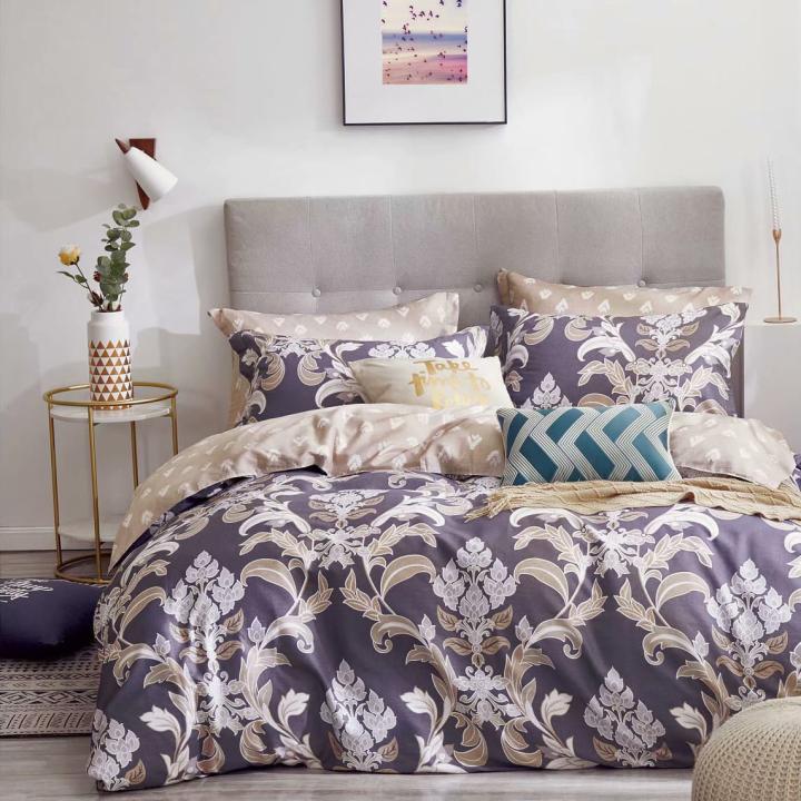 HUM TUM Royal Damask Glace Cotton Double Bedsheet Set with 2 Pillow Covers