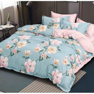 HUM TUM Soft Floral Sky Glace Cotton Double Bedsheet Set with 2 Pillow Covers