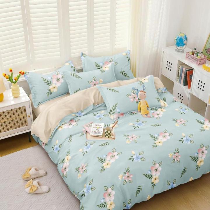 HUM TUM Blossom Garden Glace Cotton Double Bedsheet Set with 2 Pillow Covers