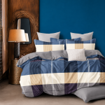 Bentley 3-Piece Queen Size Double Bedsheet Set – Rustic Brown Plaid Checks with Two Pillow Covers