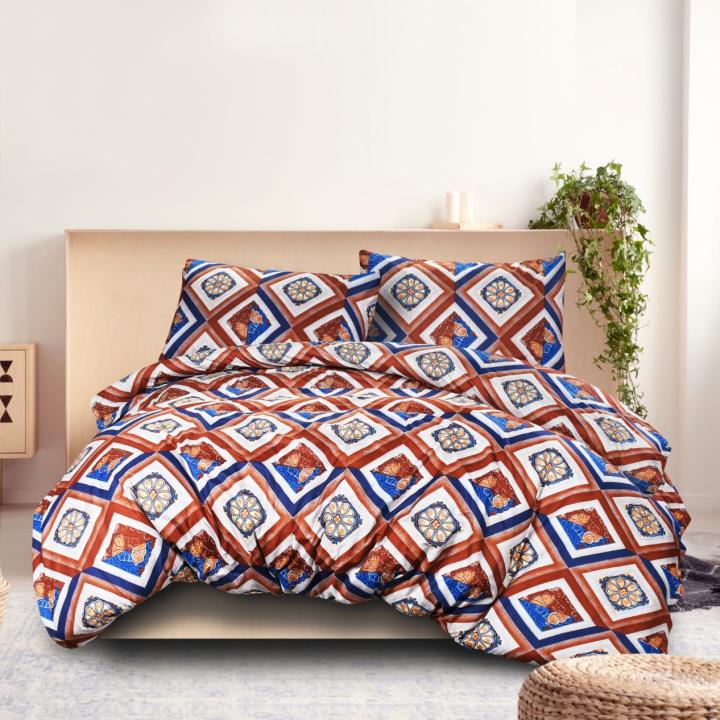 HUM TUM Royal Diamond Glace Cotton Double Bedsheet Set with 2 Pillow Covers