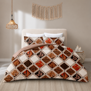 HUM TUM Vintage Mosaic Glace Cotton Double Bedsheet Set with 2 Pillow Covers