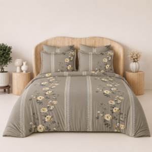 Candy Taupe Vintage Rose Floral King Size 108×108 Inch Bedsheet Set with 2 Pillow Covers