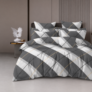 Candy Charcoal Modern Diagonal Stripe King Size 108×108 Inch Bedsheet Set with 2 Pillow Covers