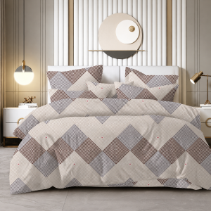 Candy Brown Diamond Geometric Pattern King Size 108×108 Inch Bedsheet Set with 2 Pillow Covers