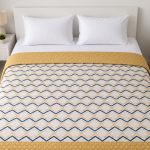 Blessings – Blue Beige Geometric ultrasonic double bed comforter