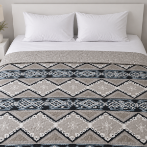 Blessings – Blue Gold Wave Pattern ultrasonic double bed comforter
